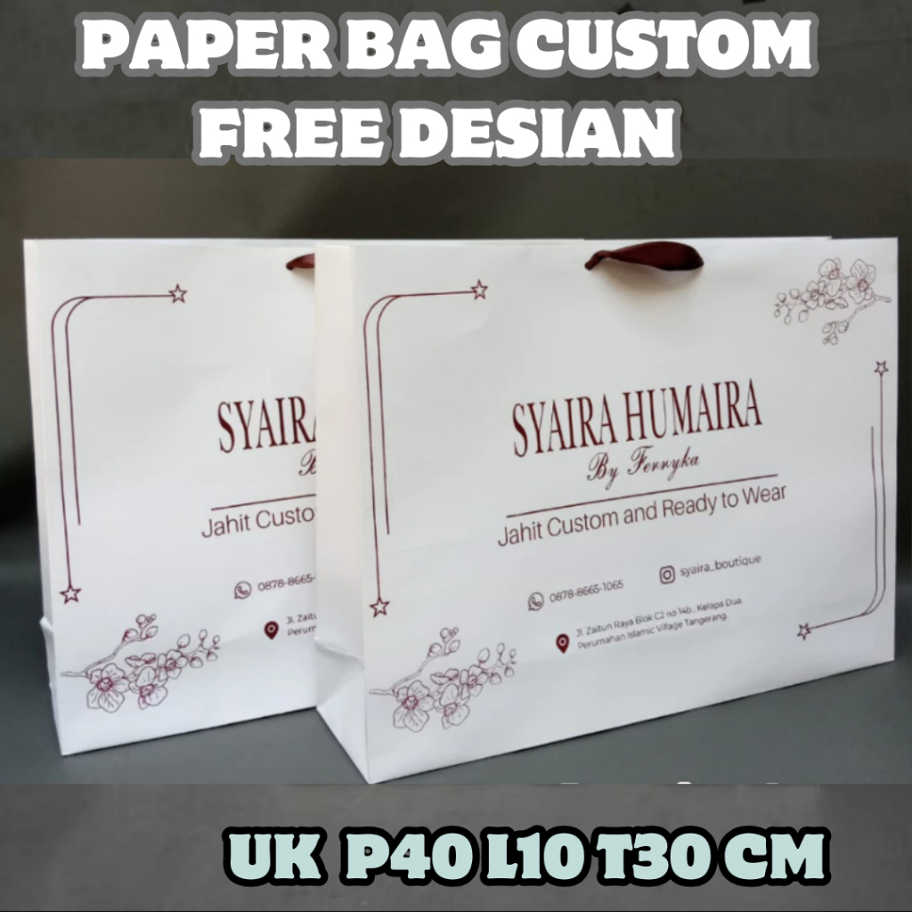 PAPERBAG CUSTOM BRIDESMAID BAHAN IVORY 210GSM BAHAN TEBAL /TAS KERTAS CUSTOM LANDSCAPE PORTRAIT / BR