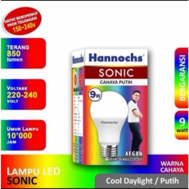 Hannochs Lampu LED Sonic 9 Watt - Cahaya Putih - Cool Daylight - Bohlam Hannochs LED Sonic 9 Watt