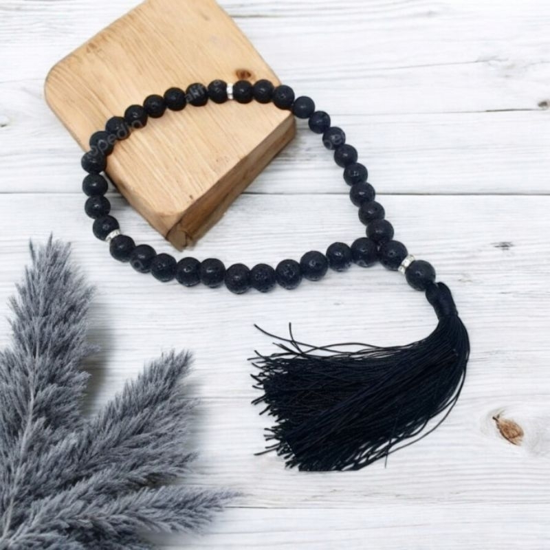 TASBIH BATU METEOR LAVA 33 BUTIR ORIGINAL STONE
