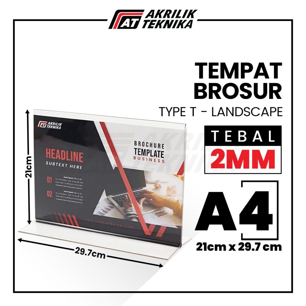 

Tempat Brosur A4 2mm / Akrilik Tent Card Landscape 2 Sisi - Tipe T
