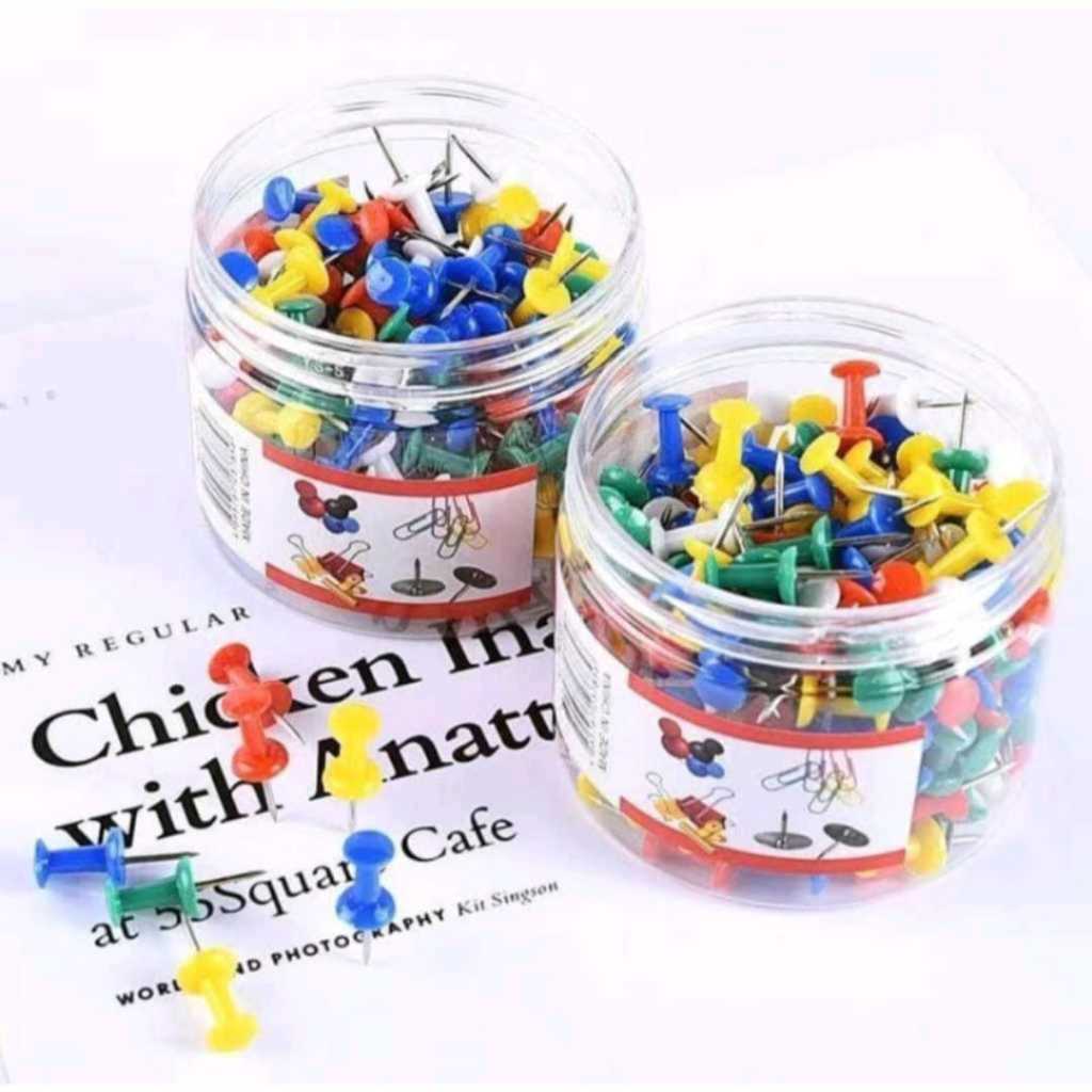 

Push Pin Paku Papan Mading Board/ Jarum Tekan Paku Pin Perekat Dokumen Multi Color 100pcs