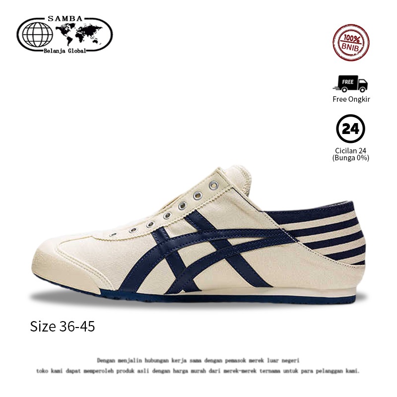 ASICS Onitsuka Tiger Sepatu Pantofel untuk Garis Krem Original 100% BNIB Global Market Sepatu Sneake