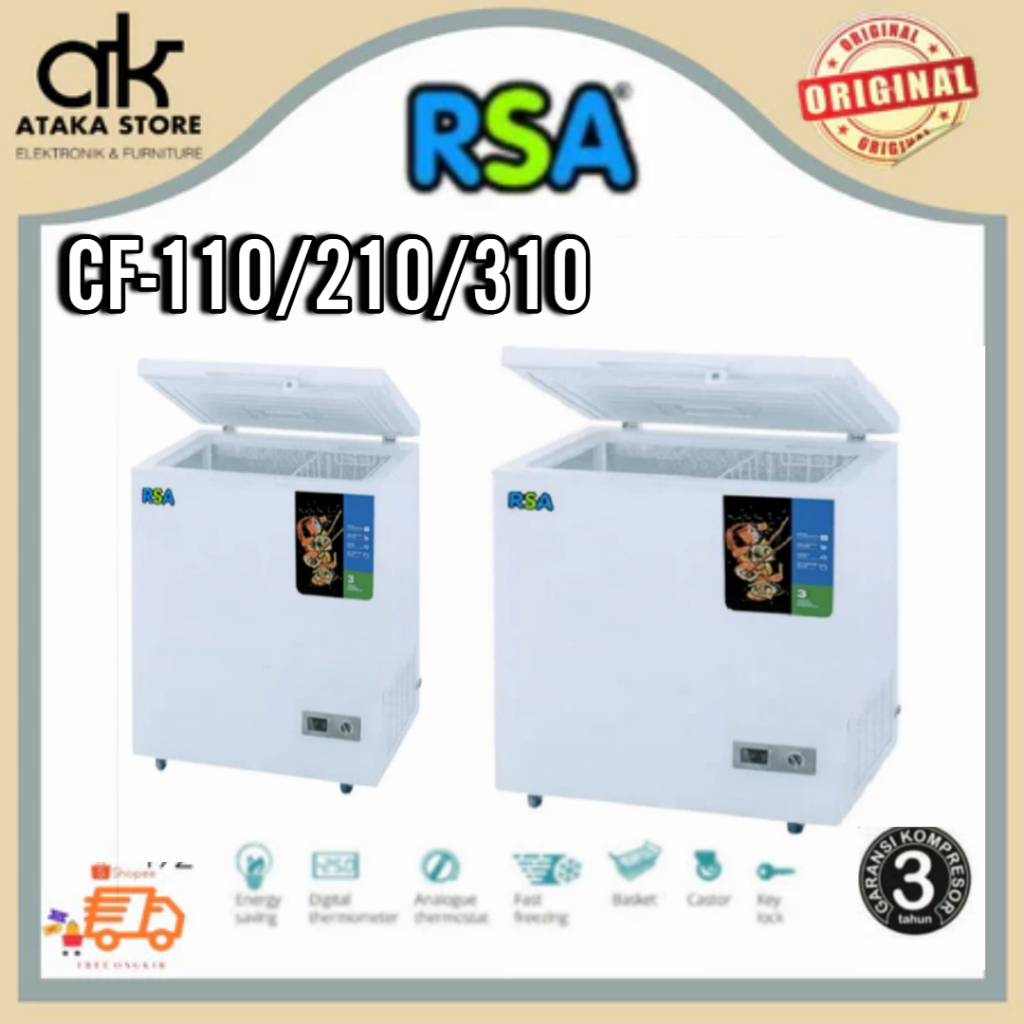 CHEST FREEZER RSA CF-110 100LITER / CF-210 200LITER / CF-310 300LITER BOX FREEZER PENYIMPAN DAGING