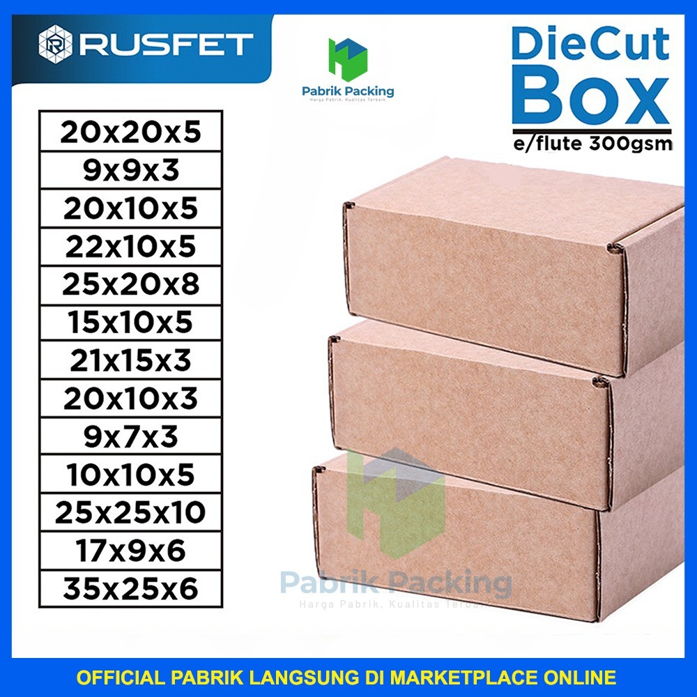 

Kardus Box Diecut Kardus Packing Kotak Box Kartun Dus Polos Satuan Rusfet 20x10x5 cm