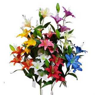 Bunga Lily Jumbo 3 Cabang Plastik Artificial Semi Latex Premium Bunga Lily Plastik 70 cm / CZ-201