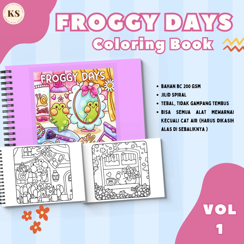 

FROGGY DAYS VOL 1 Healing Coloring Book Cute Comfy For Adults And Kids Buku Mewarnai Remaja Dewasa