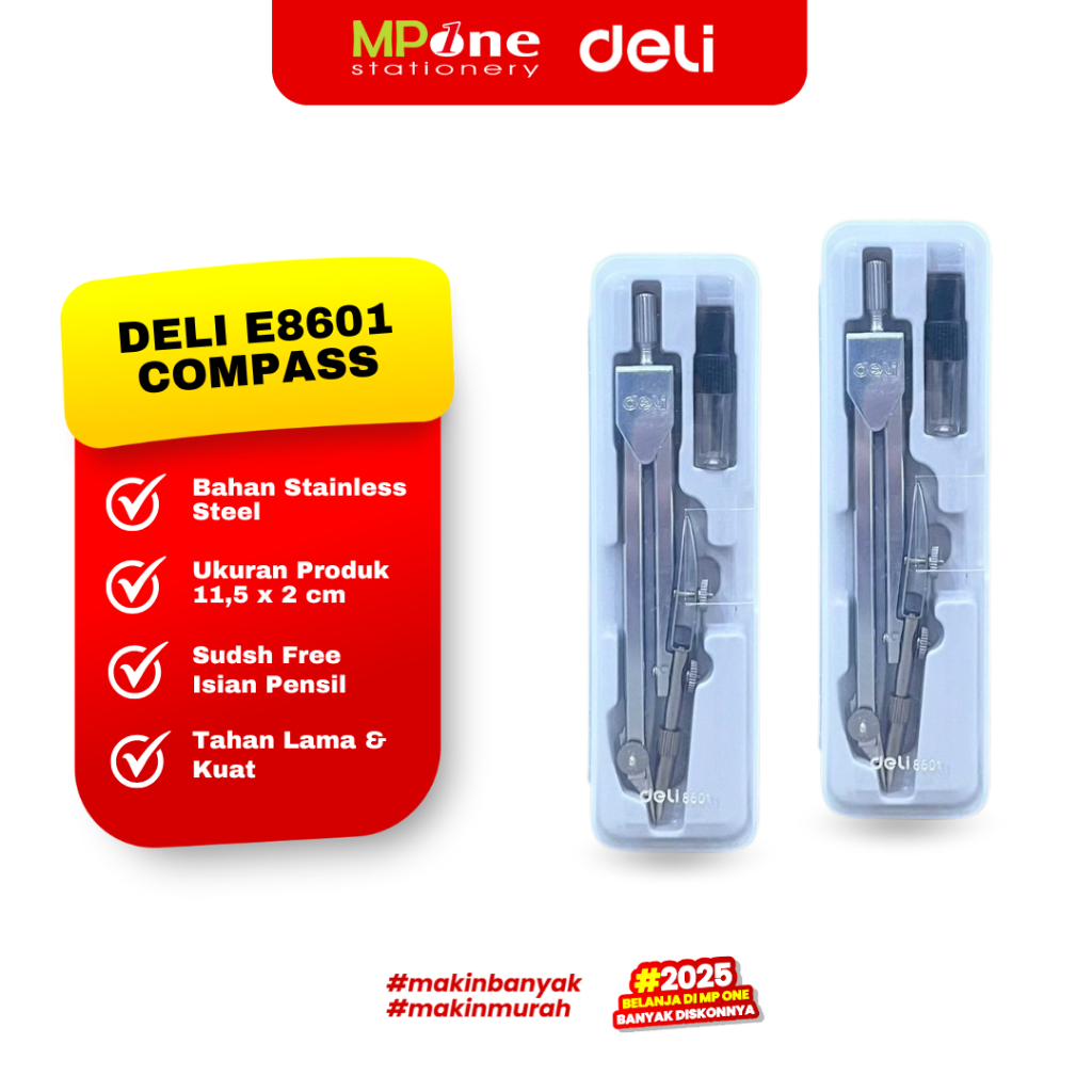 

Deli Jangka Kecil E8601 / Jangka Metal Set dengan Pensil/ Compas Leads Silver E8601 DELI