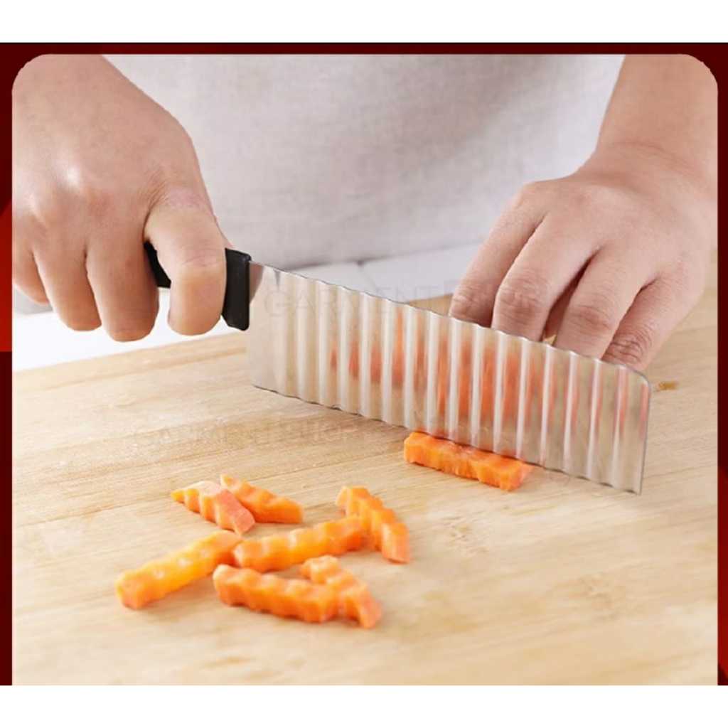 Pisau Acar Kentang Wortel Alat Potong Bergelombang Stainless Steel Timun Asinan Puding Kripik
