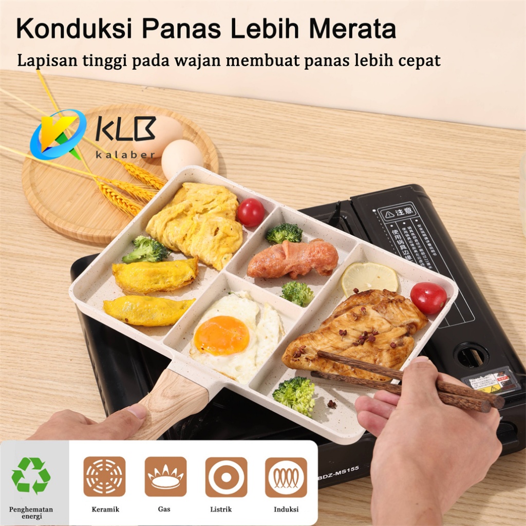 Beralas Datar Grill Pan Steak Pan/Egg Pan Square/Wajan Penggorengan Telur Anti Lengket