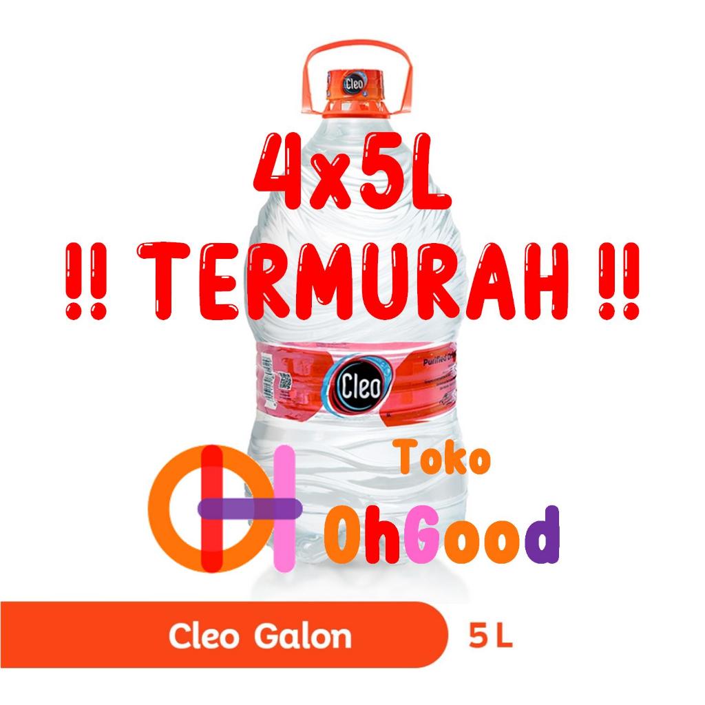 

Air Minum Mineral Cleo Galon 5L / 5 L / Liter , 1 box isi 4 Galon BPA Free, Sekali Pakai, Disposable