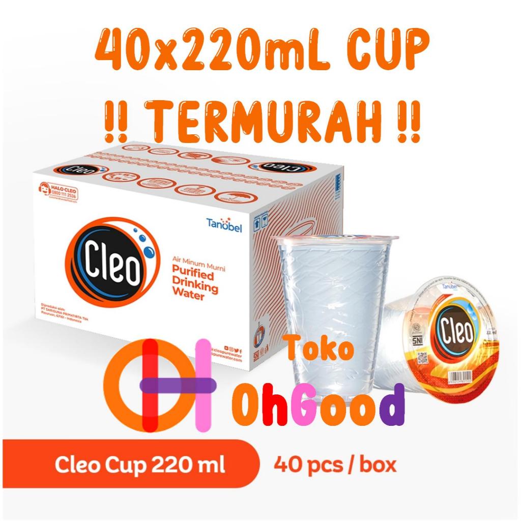 

Air Minum Mineral Cleo 220mL 220 mL Cup Gelas AMDK isi 40 per pak box dus