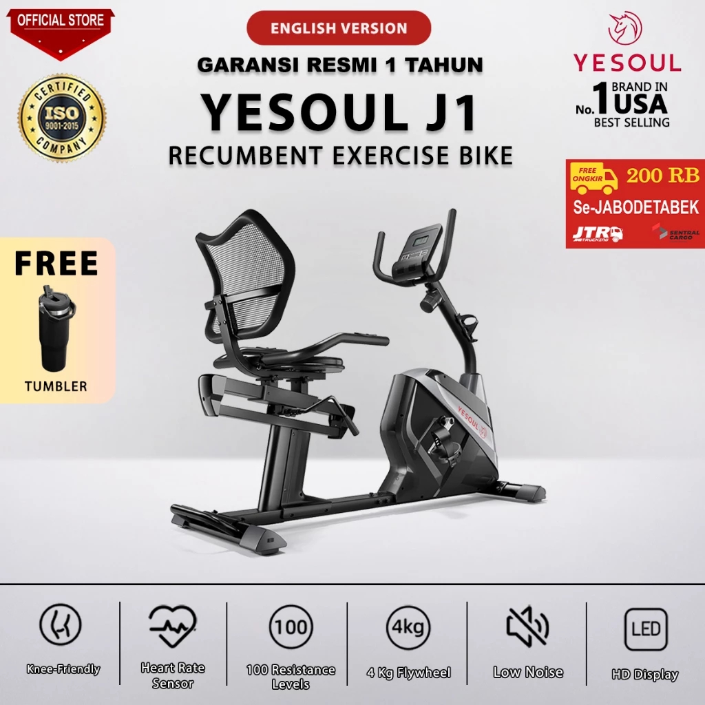 Yesoul J1 Sepeda Statis Recumbent untuk Kebugaran dan Terapi di Rumah
