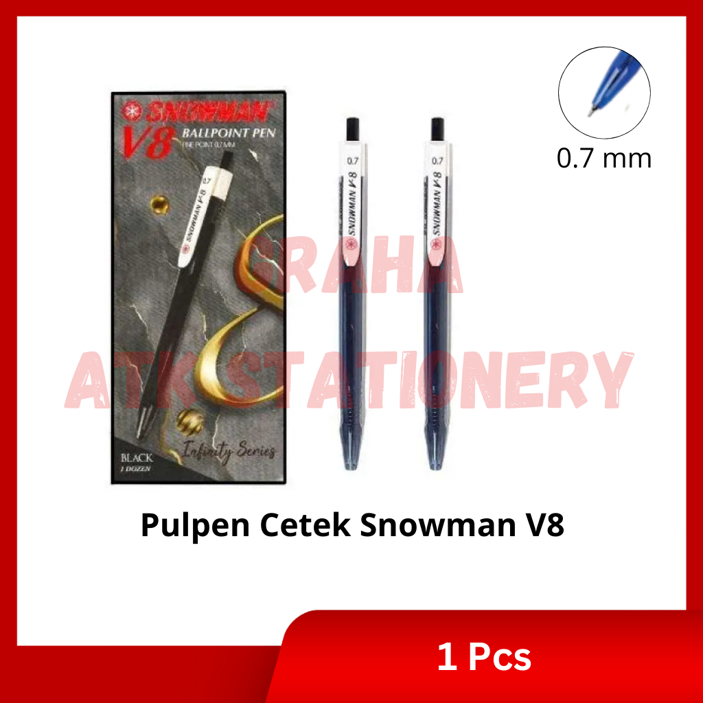 

[1 Kotak] Pulpen Cetek Snowman V8 / Ball Pen / Pena Cetek 0.7mm Snowman V8