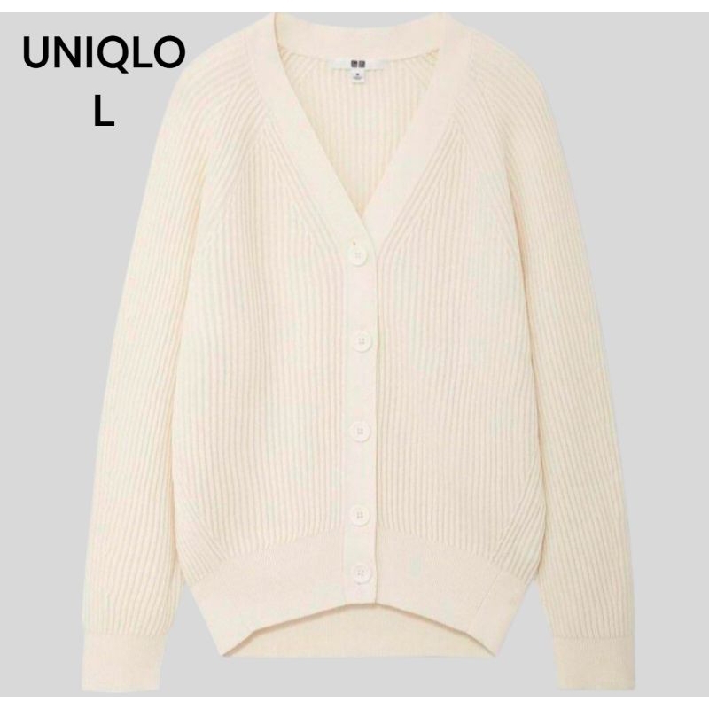 cardigan uniqlo katun kasmir V-neck off white