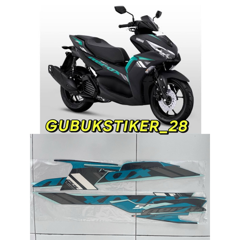 STRIPING STIKER LIS BODY MOTOR YAMAHA AEROX CONNECTED 155 TAHUN 2021 ORIGINAL HIJAU TOSCA