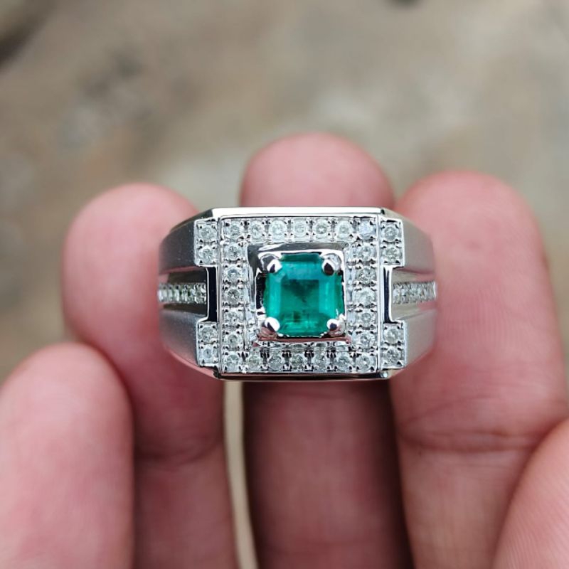Cincin Zamrud Berlian Pria