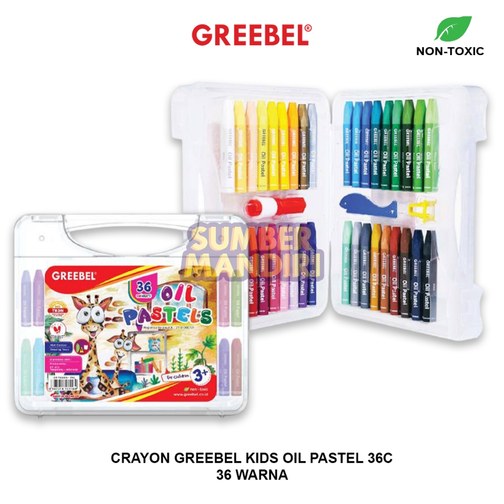 

Crayon GREEBEL 36 Warna / Crayon Kids Oil Pastel 36 Warna / Crayon Greebel 36C