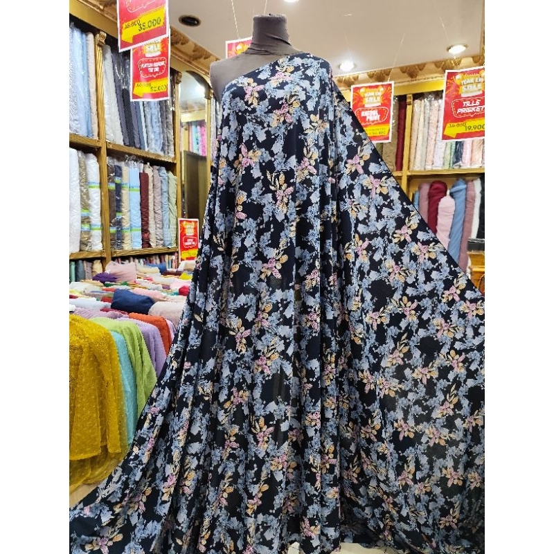 rayon motif bunga / katun rayon / kain rayon motif