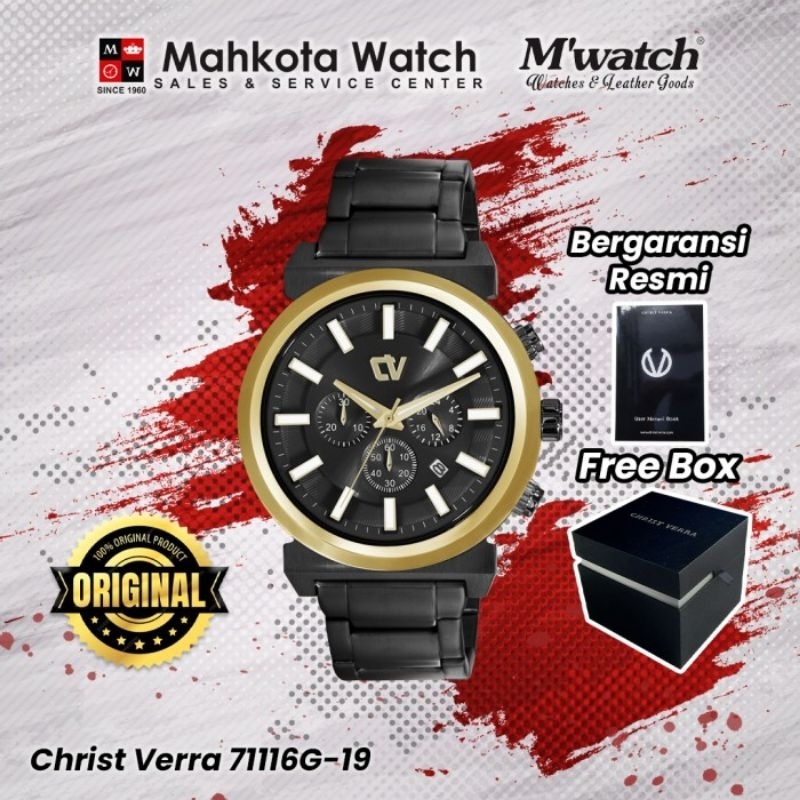 CHRIST VERRA 71116G-19 BLK JAM TANGAN PRIA ORIGINAL
