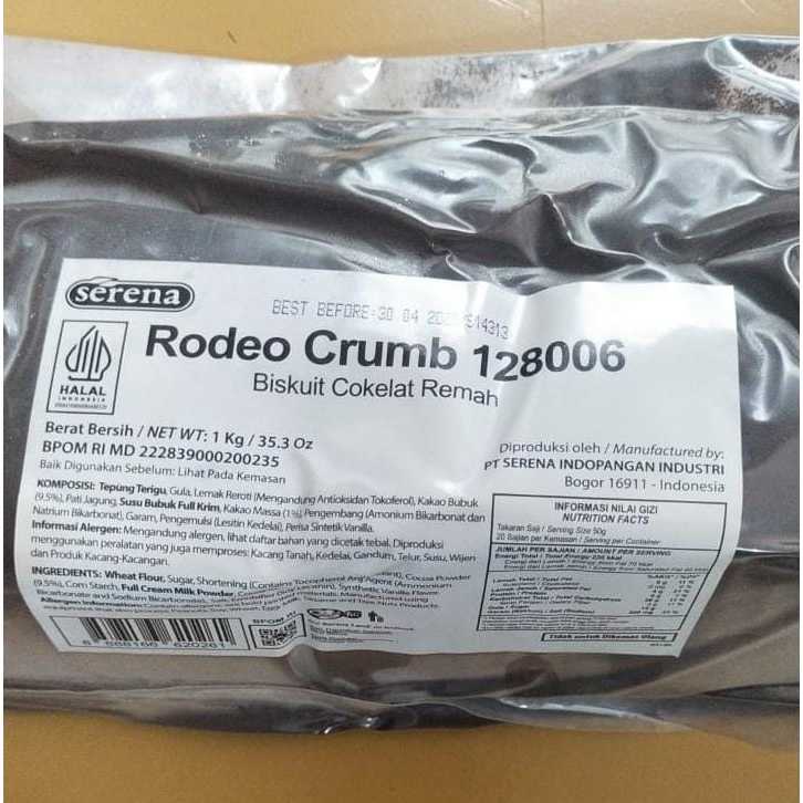 

Serena Rodeo Cookie Crumb Crumble Biskuit Coklat Remah HALUS 1KG