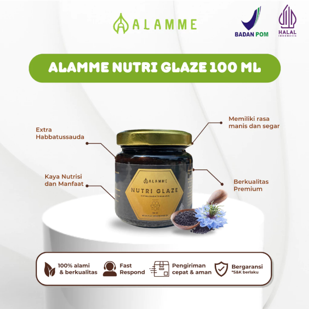 

Alamme - Nutri Glaze 100ml Suplemen Herbal Alami Ekstra Habbatussauda