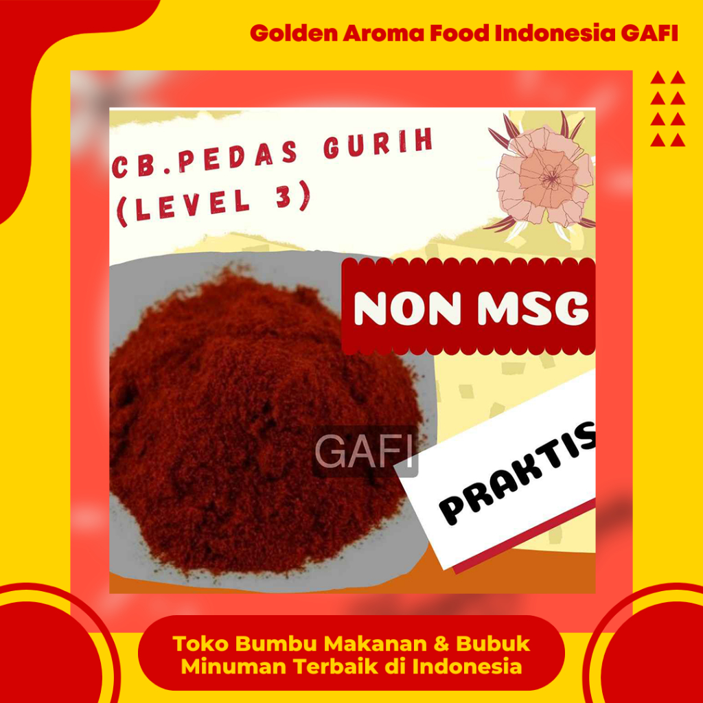 

GAFI Food Cabe Bubuk Pedas Asin Gurih (Level 3) NON MSG 1 Kg Enak Lezat Murah Halal, Spicy Salty Savory Chili Powder (Level 3) NON MSG 1Kg