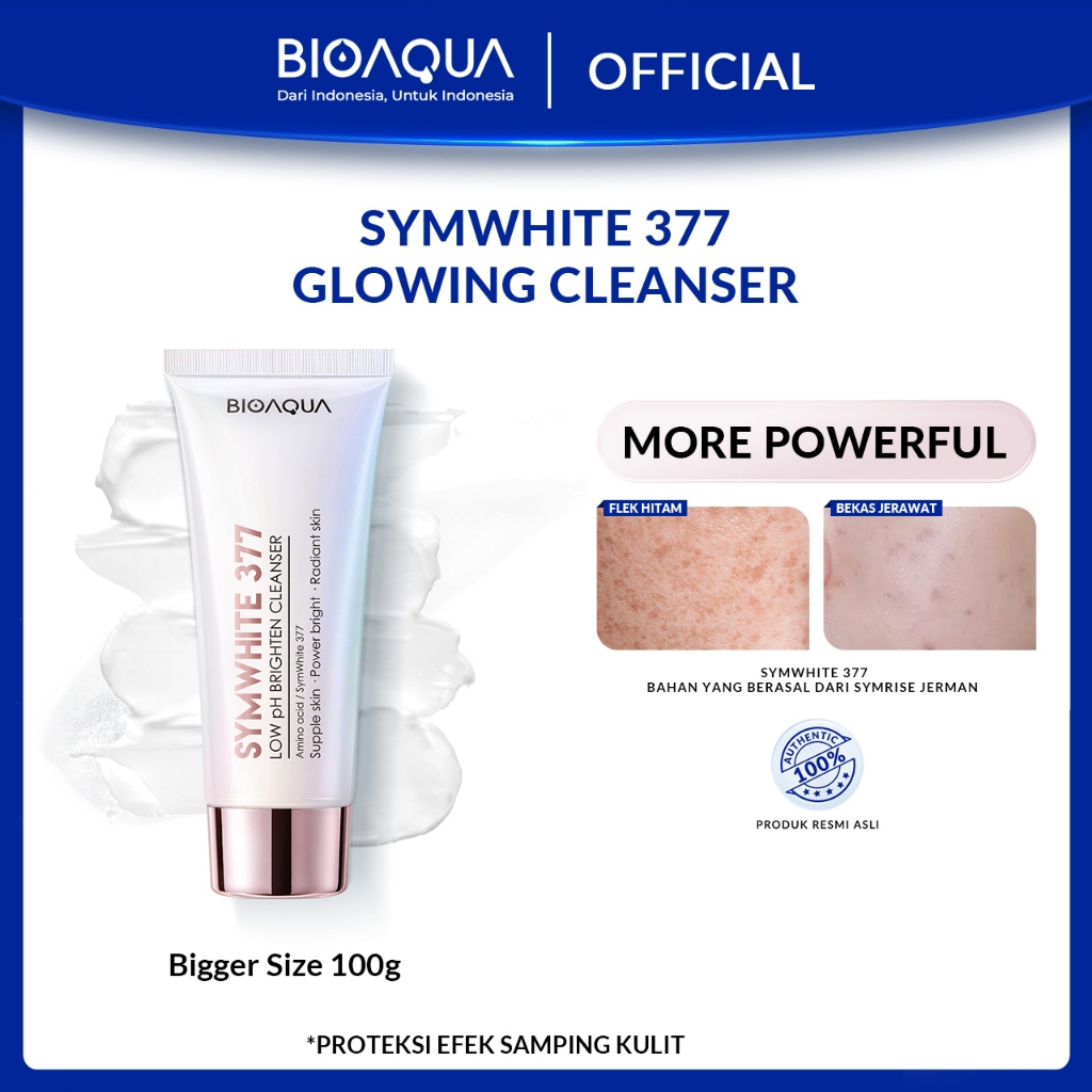 BIOAQUA Facial Wash SymWhite 377 Low PH Brightening Cleanser Sabun Cuci Muka 100g