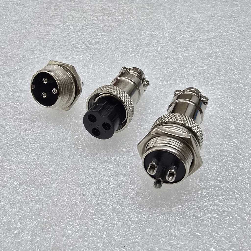 Konektor Mic 3 Pin Bulat CB 3Pin Soket Pin 3 Besi GX16 For Radio Rig