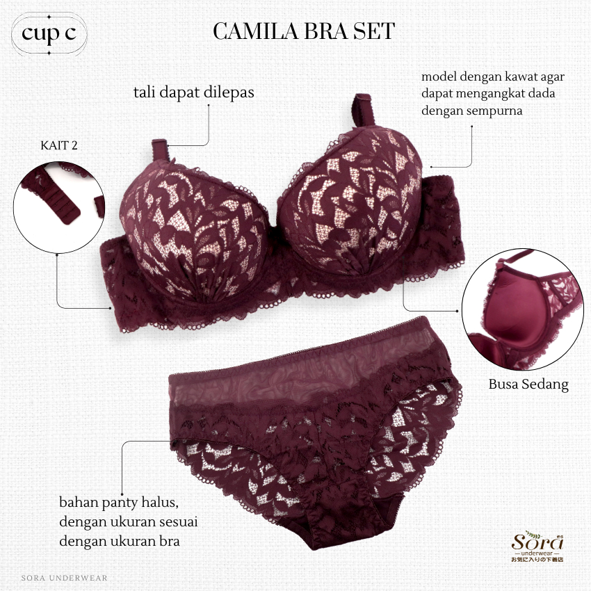 Push Up Bra BH Beha Pakaian Dalam Underwear Wanita Set Kawat Sexy Brukat 9817