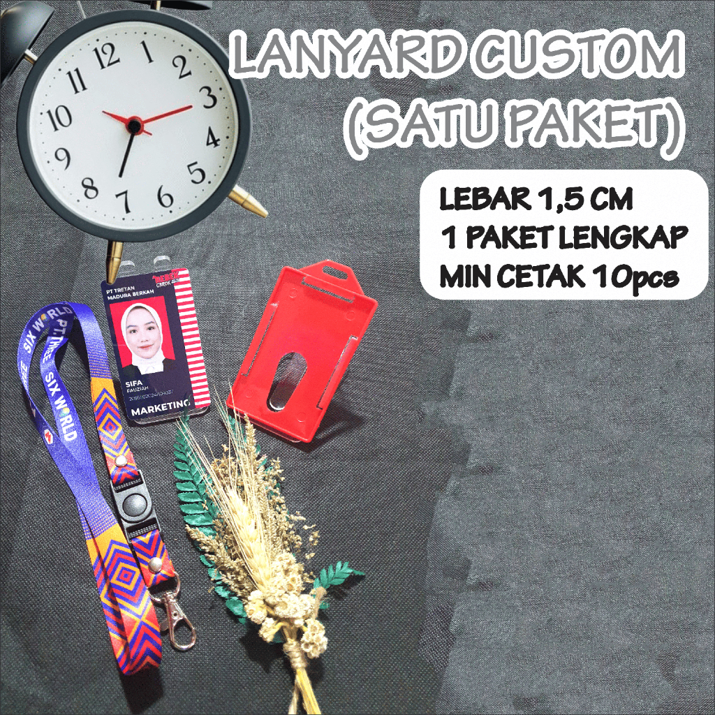

Cetak Lanyard Sublim 1,5cm 1 PAKET LENGKAP/ tali idcard print 1,5cm (MIN 10pcs)