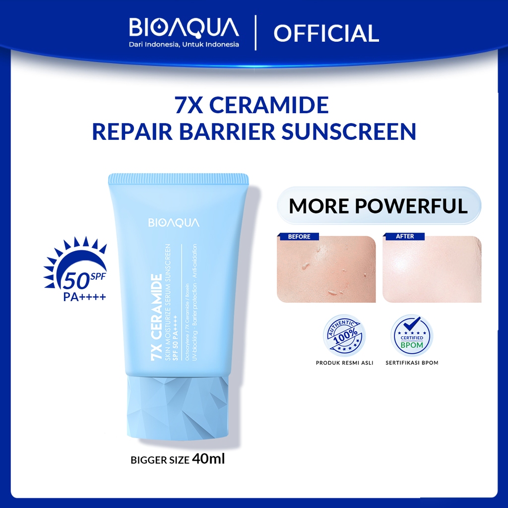 BIOAQUA 7X Ceramide Serum Sunscreen SPF 50 PA ++++ Sunscreen Gel Sunblock Wajah 12H Sun Protection 0