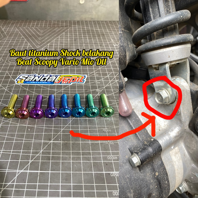 BAUT TITANIUM SHOCK SKOK SHOK BELAKANG BEAT SCOOPY VARIO MIO GENIO SPACY FILANO FINO BAUT TITANIUM S