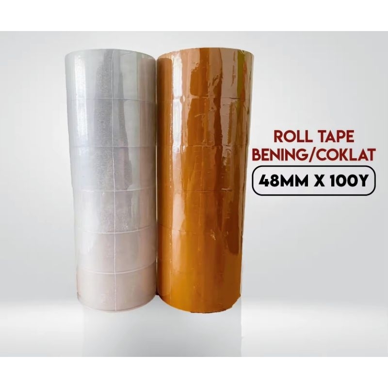 

Lakban 2" Inch Cokelat Bening 48mm x 100yard - 1Slop 6Pcs