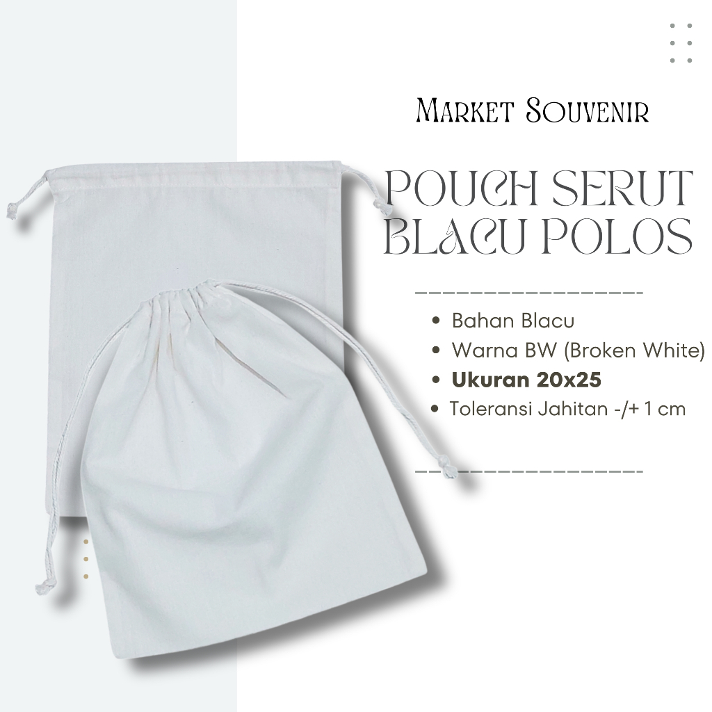 POUCH BLACU POLOS 20X25/POUCH BELACU SERUT/BLACO SERUT/TAS SERUT BLACU/SUVENIR BLACU SERUT DUSTBAG