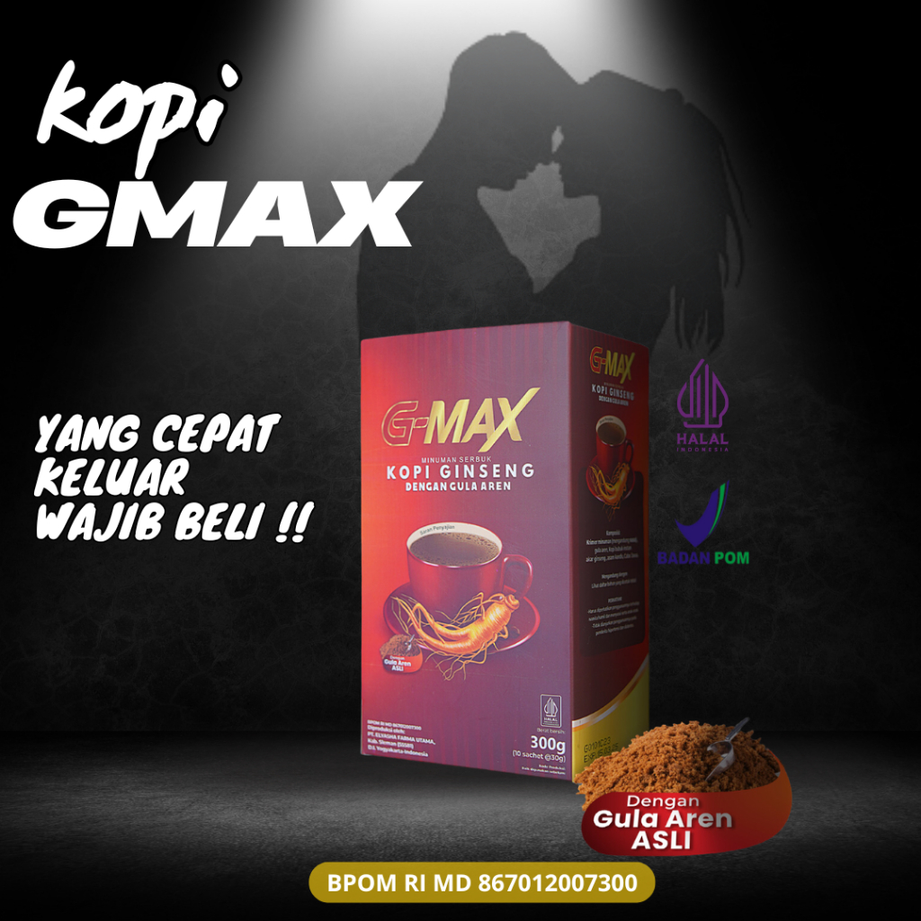 

PROMO G Max Kopi Ginseng 1 Box isi10 sachet kopi stamina pria tahan lama Sudah resmi BPOM halal MUI PRIVASI AMAN!!