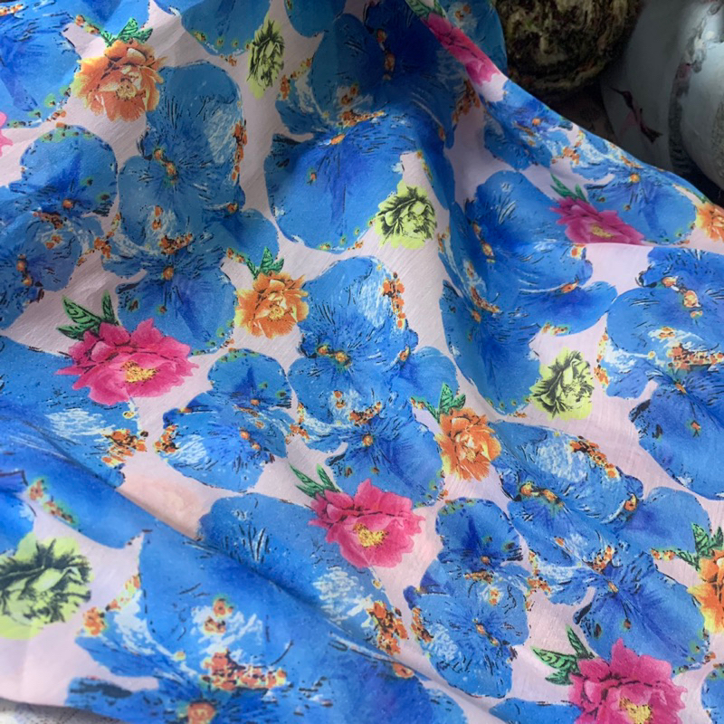 kain sifon organza - kain sifon motif - kain sifon organza motif bunga