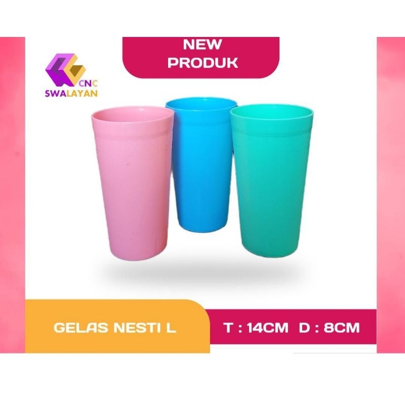 (AJ) GELAS NESTI L / GELAS NESTI WARNA PASTEL / GELAS PLASTIK WARNA / GELAS WARNA