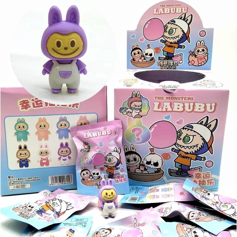 

HAZN 1 Pcs Penghapus Blind Bag Labubu Lucu