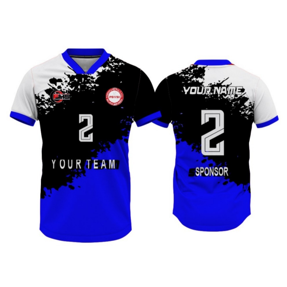 Kaos Baju Jersey Atasan Olahraga Voli Volley Volleyball Pria Wanita Free Request Nama, Nama Team, Lo