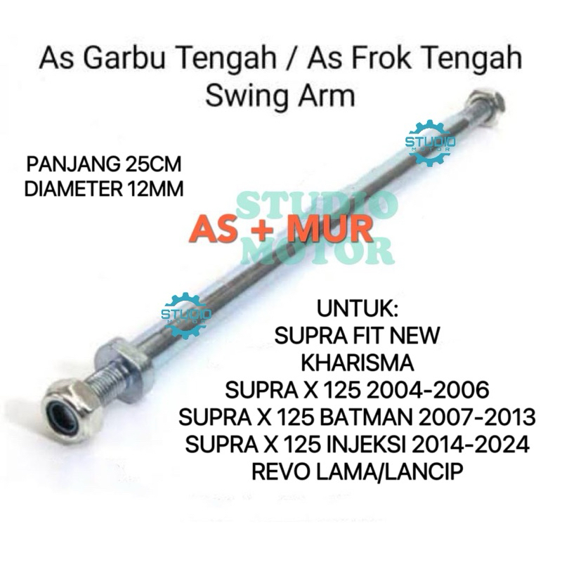 Bolt Swingarm Pivot As Lengan Ayun Arm As Tengah Kharisma Supra X 125 SUPRA FIT NEW REVO LAMA
