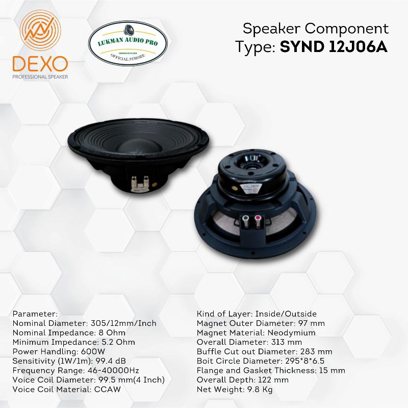Speaker Dexo 12J06A 12 inch Original