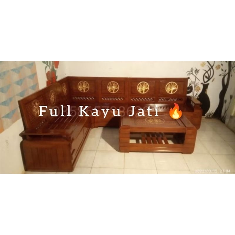 Ready Stok !! COD !! Kursi Tamu Minimalis Full Kayu Jati Finishing Melamin Halusan !! kursi sudut mi