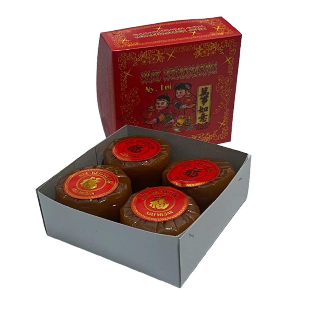 

Ny Lui Kue Keranjang Imlek Cina Halal BPOM Dodol Cina Nian Gao Ti Kwe Thiam Pan Ukuran 250 Gram isi 4 Pcs Pcs DENGAN BOX kue Imlek Dodol Keranjang