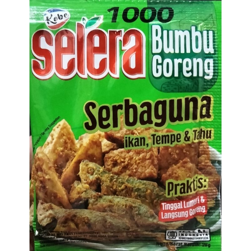 

Kobe Selera Bumbu Goreng Serbaguna Ikan, Tempe, Tahu ( 28 gr )