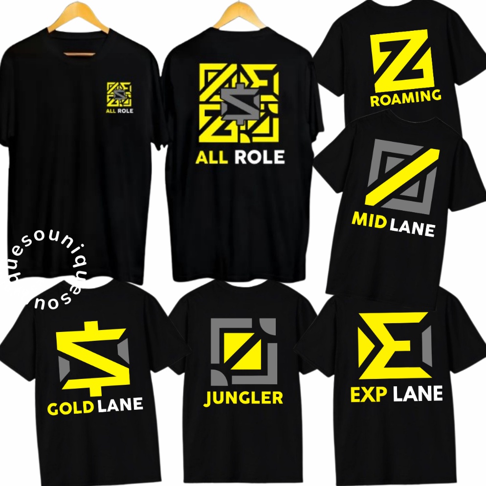 Top Produk UNIQUESO  Kaos Distro Lengan Pendek ALL ROLE MOBILE LEGEND MLBB Role Exp Jungler Mid Gold
