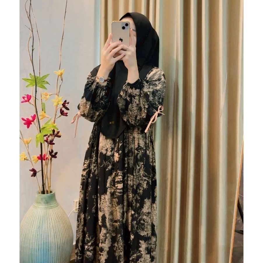 COD Warna Warni Brand Dress Anjani Pita Rayon Diamond  Gamis Wanita  Gamis Motif