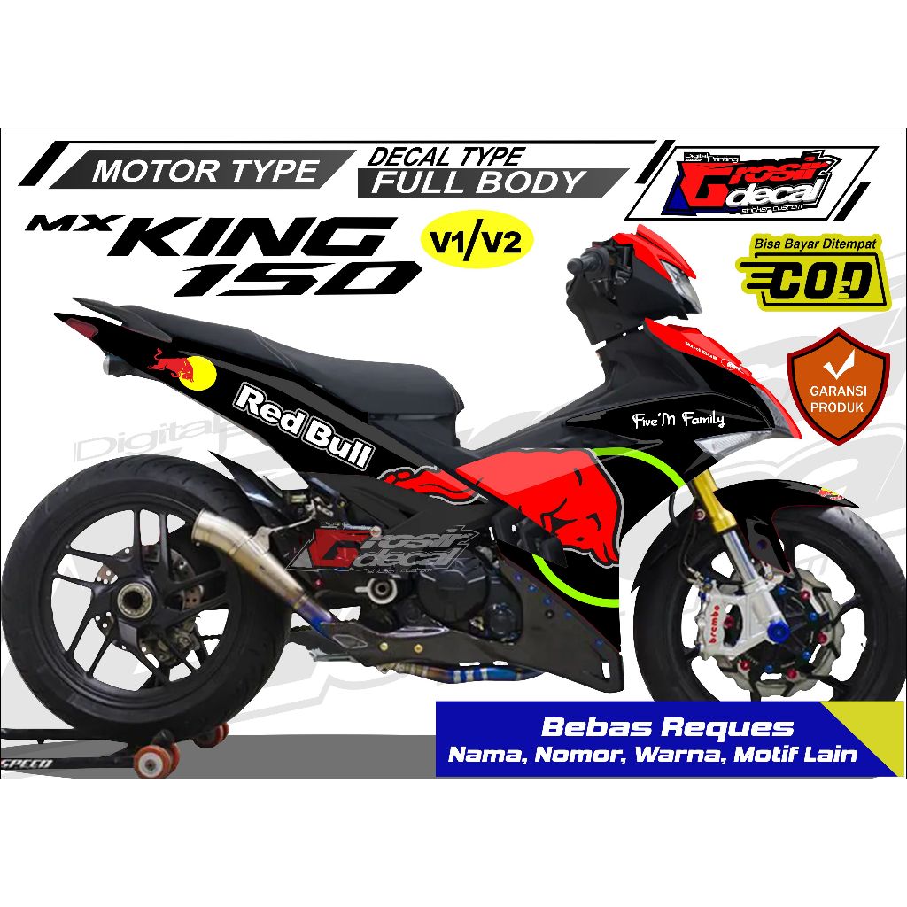 Striping Stiker MX KING 150 New / Old RedBull Full body Bebas Reques