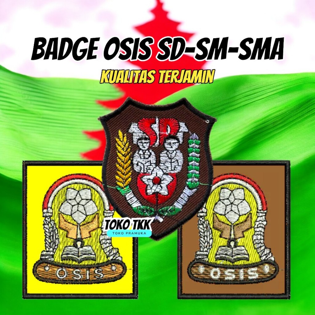 Badge bed saku SD SMP SMA bordir / bet logo osis SD SMP SMA