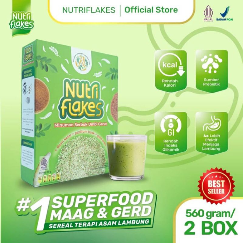 

PAKET 2 BOX Nutriflakes Sereal Umbi Garut Meredakan Asam Lambung, Gerd dan Maag Akut