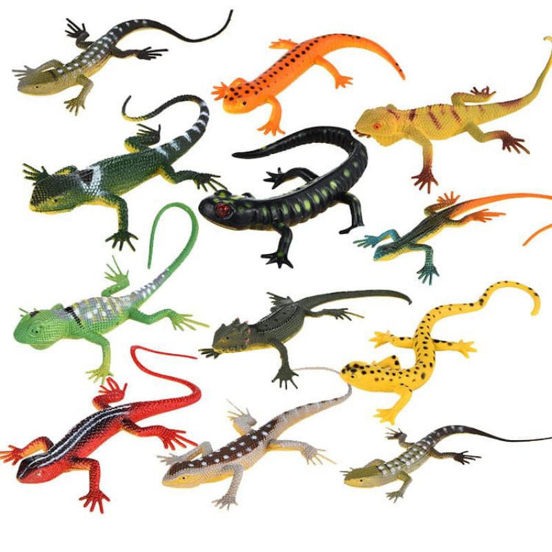 mainan hewan karet reptil isi 12pcs